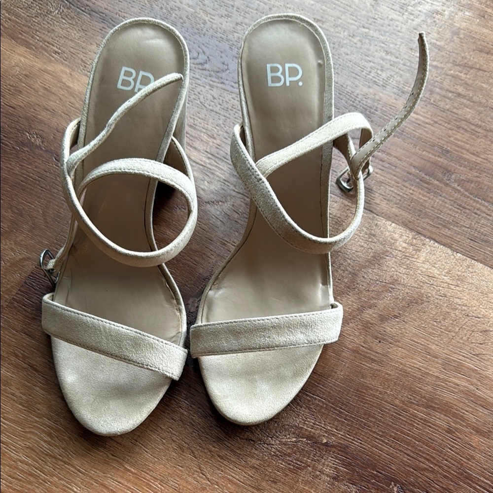 bp Cream Heels with Strappy Design